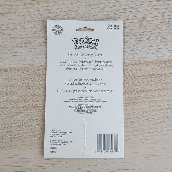 Vintage Pokemon Nintendo Stickers Sticker Time 12 Ct Sealed Ditto Mew 2000 Y2k - Picture 3 of 4